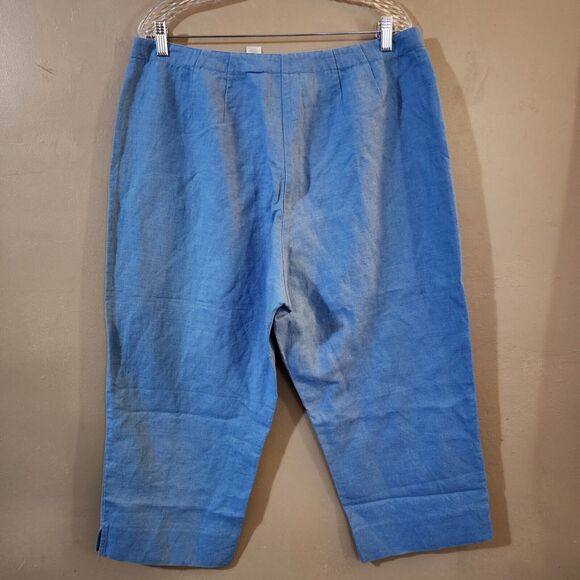 Liz Claiborne Sport Womens Michaela Capri Pants Size 16 Blue Linen Blend Tapered - Picture 7 of 9